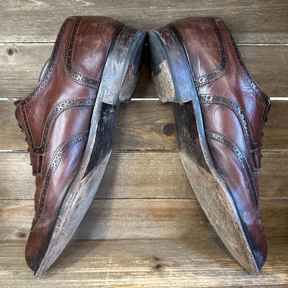 Mens To Boot New York Brown Leather Dressy Wingtip Oxfords Shoes Size 11 D GUC - Picture 4 of 6